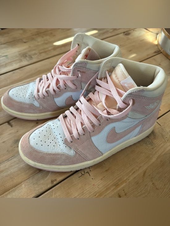 Jordan Shoes - Women’s Pink and White Jordan 1 High-Top Sneakers size 9.5